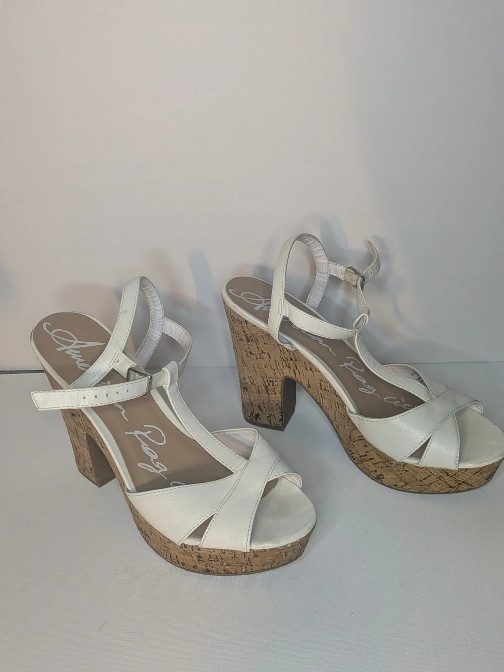 American Rag White Cork Platform Sandals